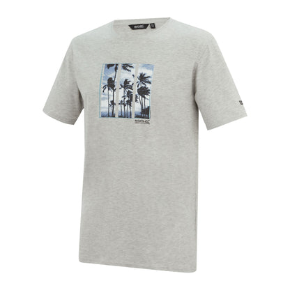 Grey Marl - Side - Regatta Mens Cline IX Palm Tree T-Shirt