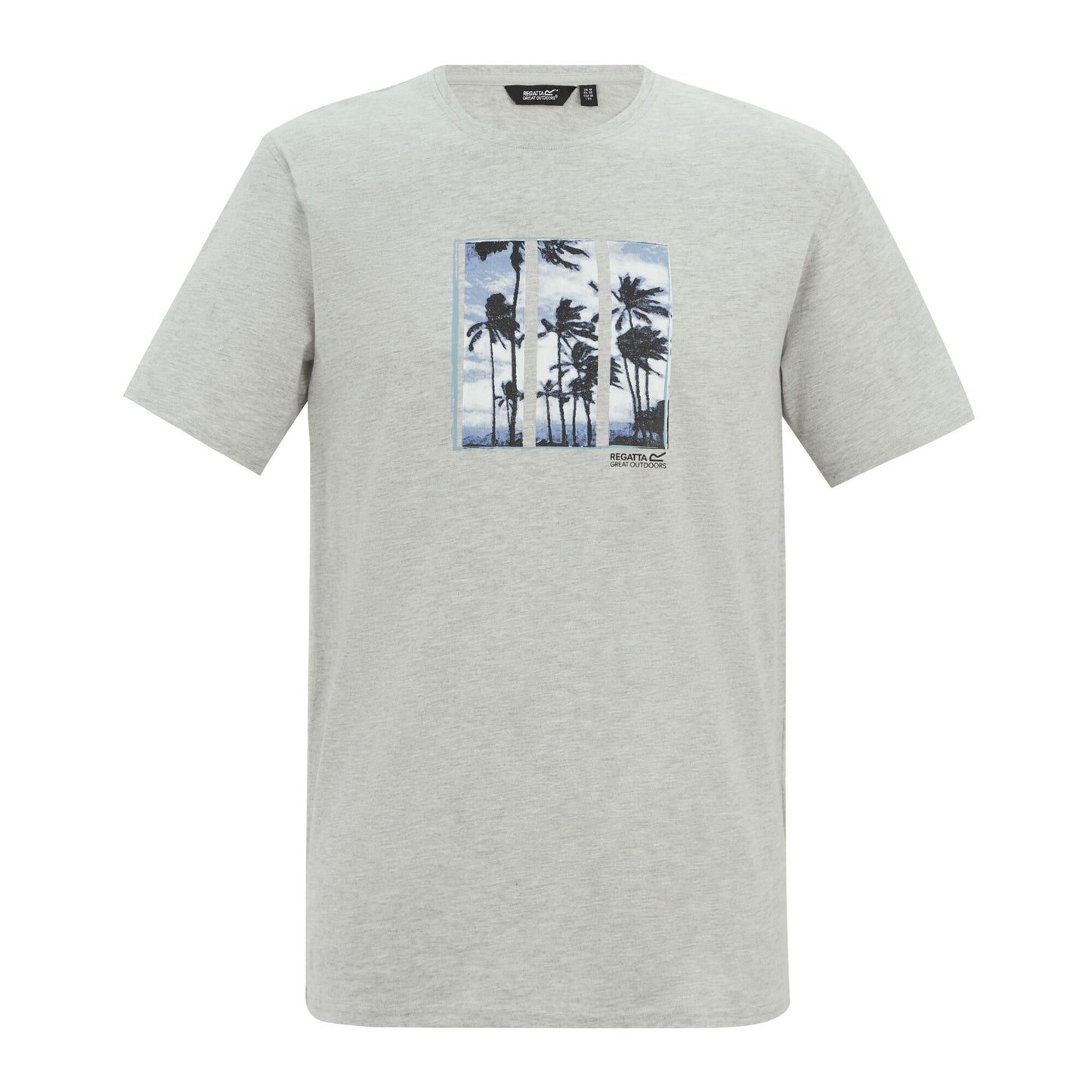 Grey Marl - Front - Regatta Mens Cline IX Palm Tree T-Shirt