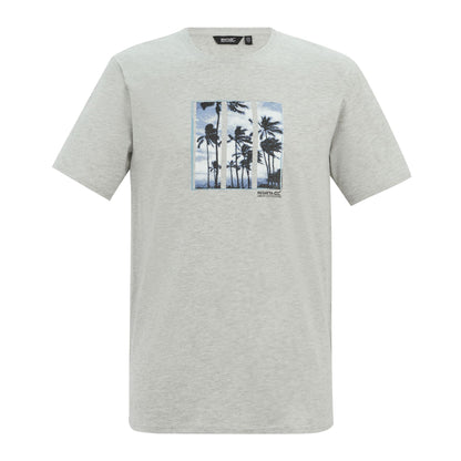 Grey Marl - Front - Regatta Mens Cline IX Palm Tree T-Shirt