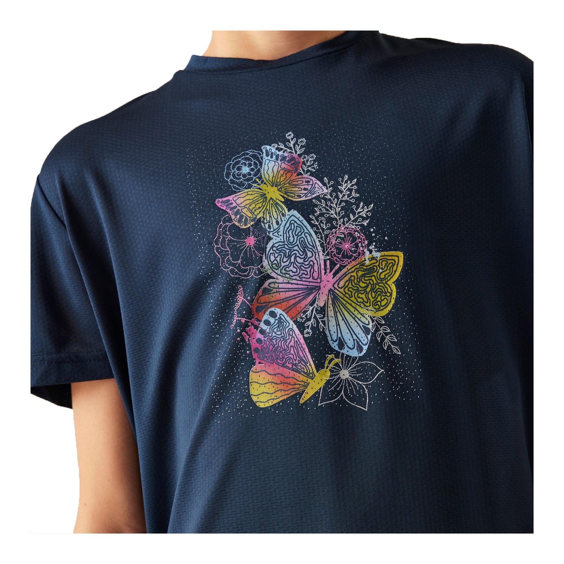 Navy - Side - Dare 2B Childrens-Kids Amusing Butterfly Flowers T-Shirt