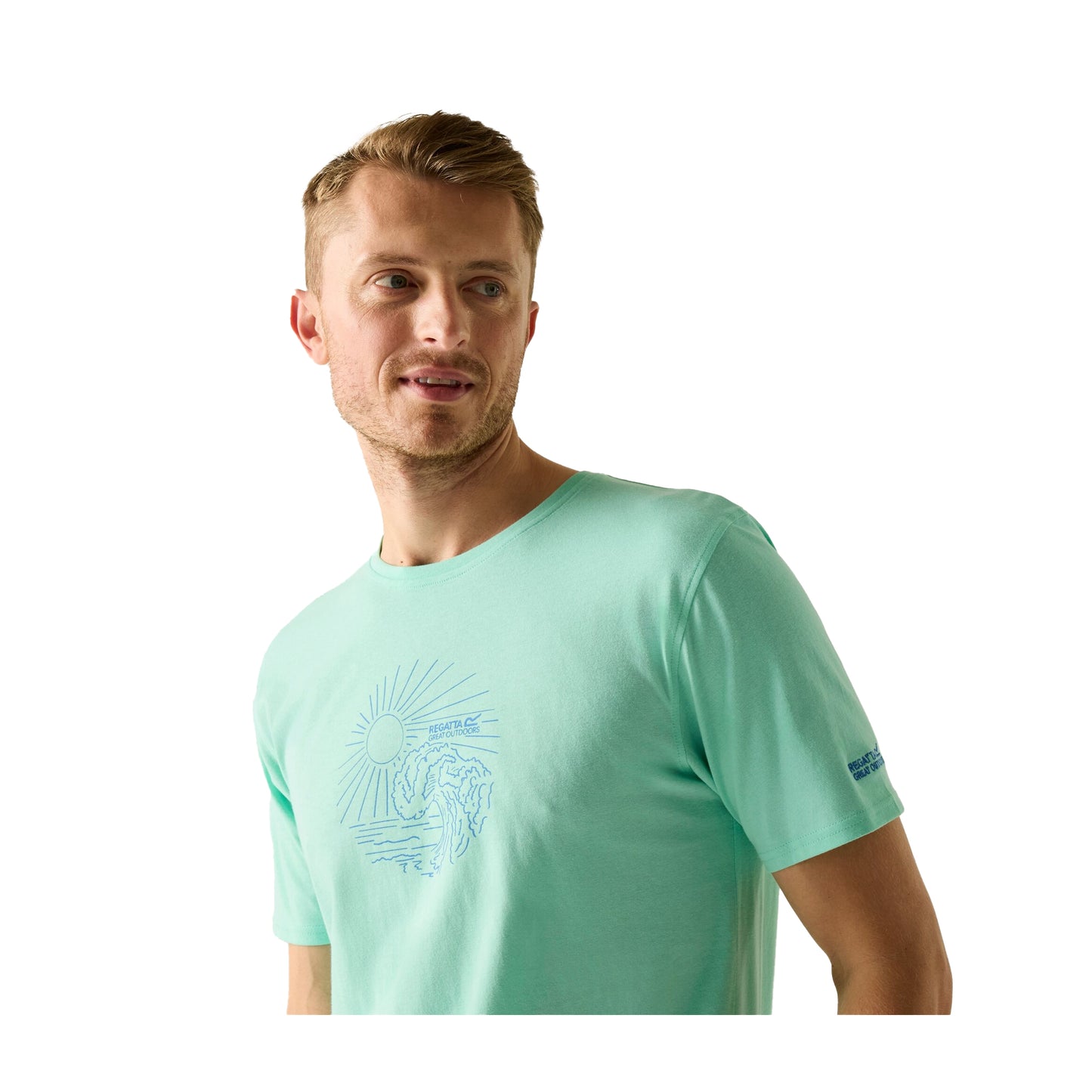 Ice Green - Side - Regatta Mens Cline IX Sea Wave T-Shirt