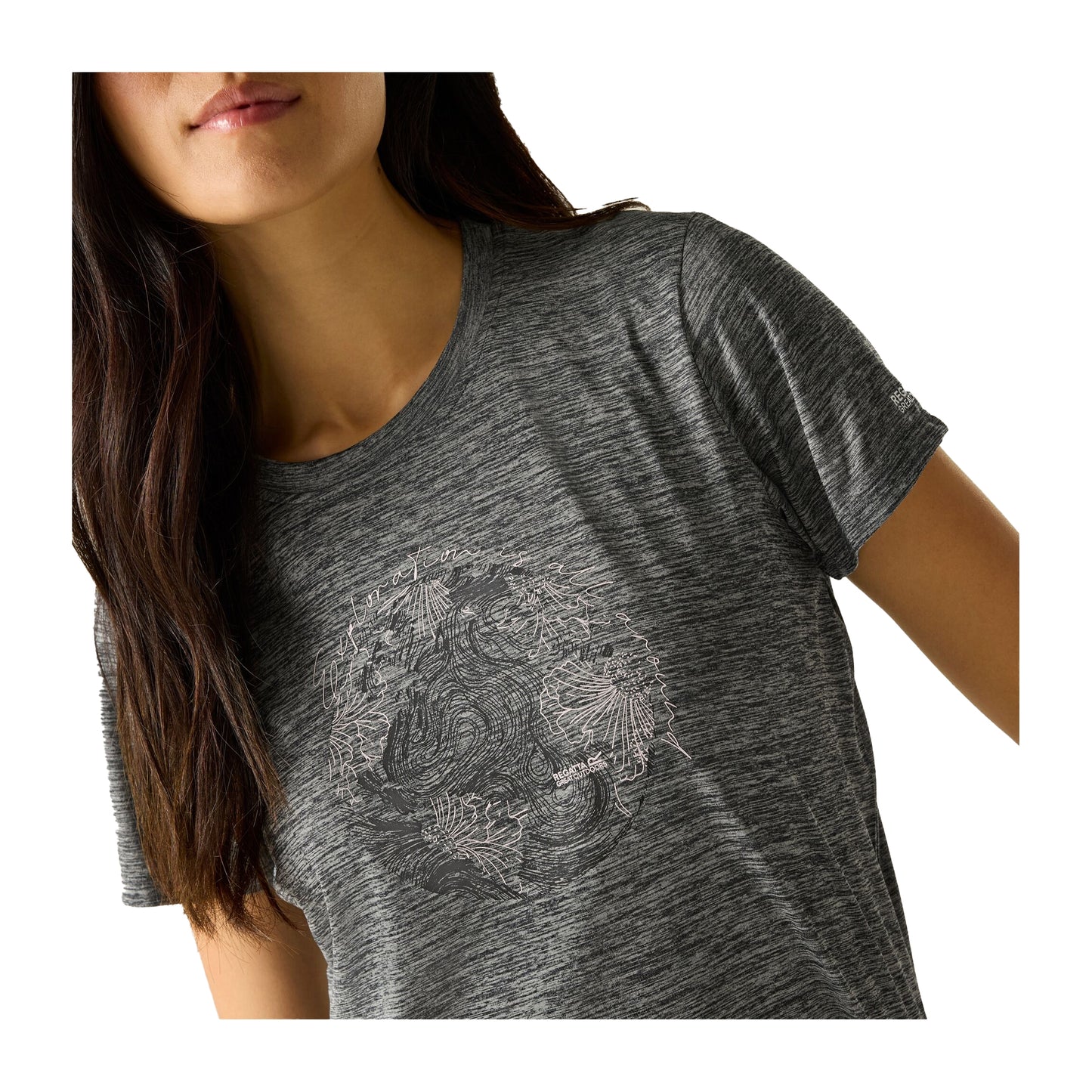 Dark Storm Marl - Side - Regatta Womens-Ladies Fingal World T-Shirt