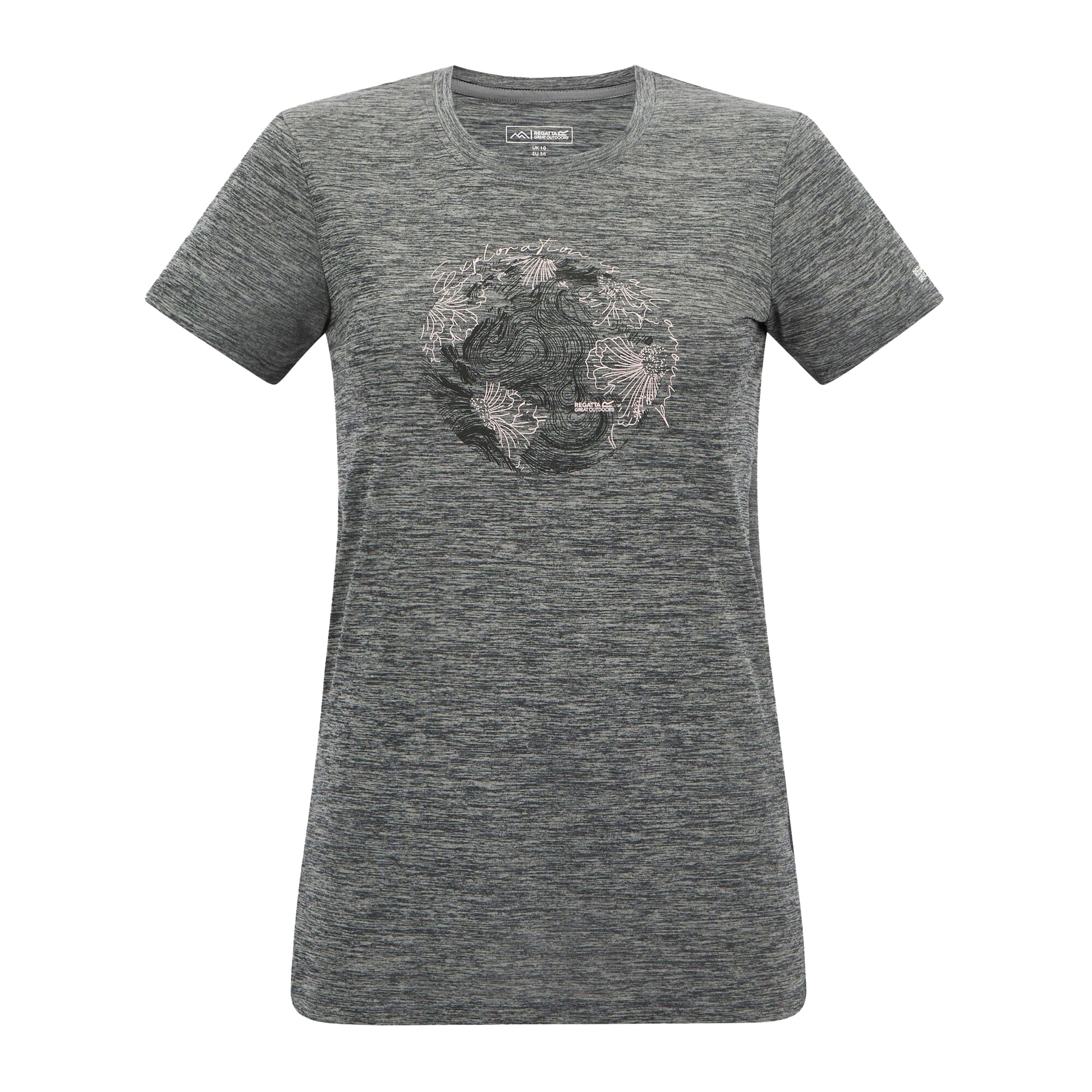 Dark Storm Marl - Front - Regatta Womens-Ladies Fingal World T-Shirt