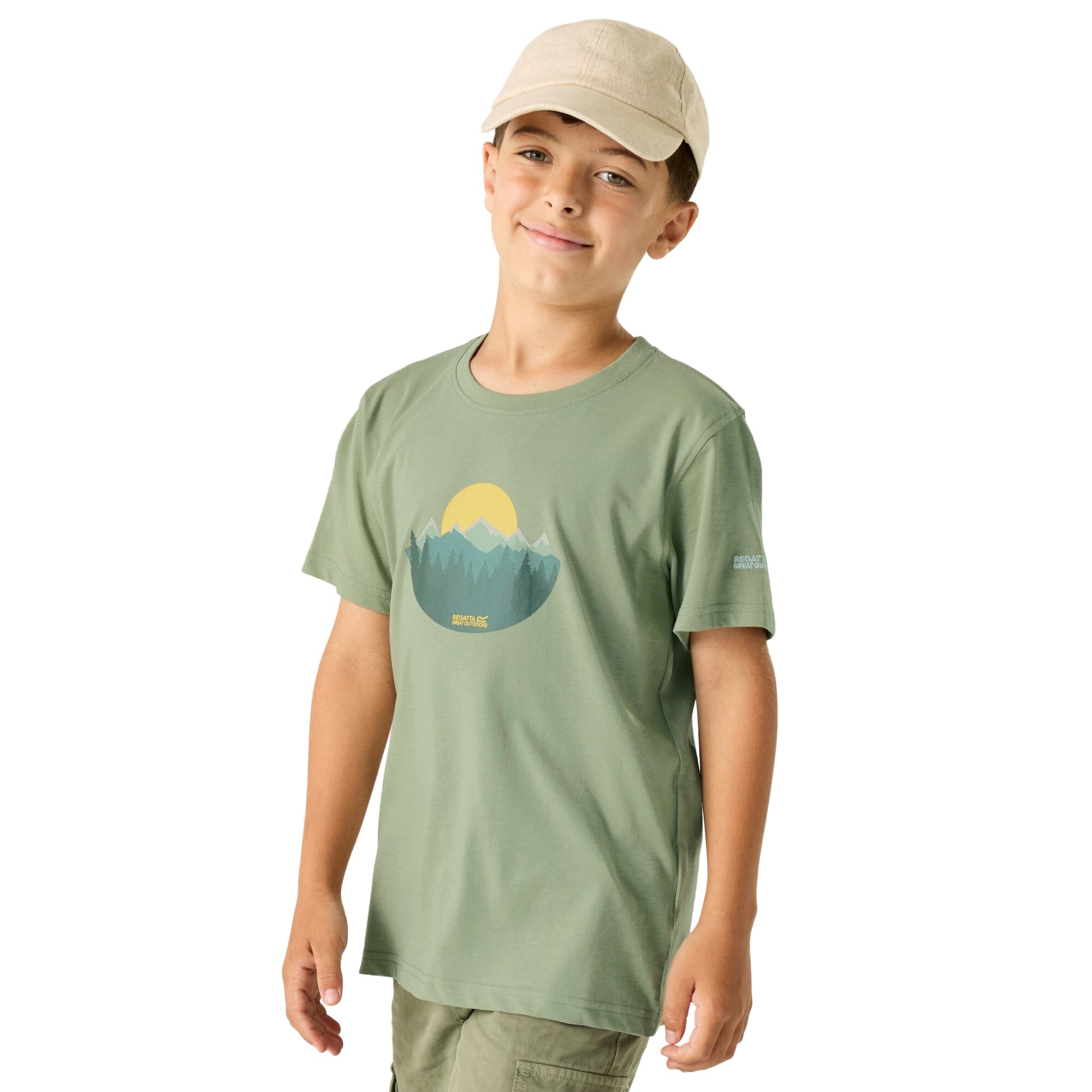 Light Sage - Lifestyle - Regatta Childrens-Kids Bosley Palm Tree T-Shirt