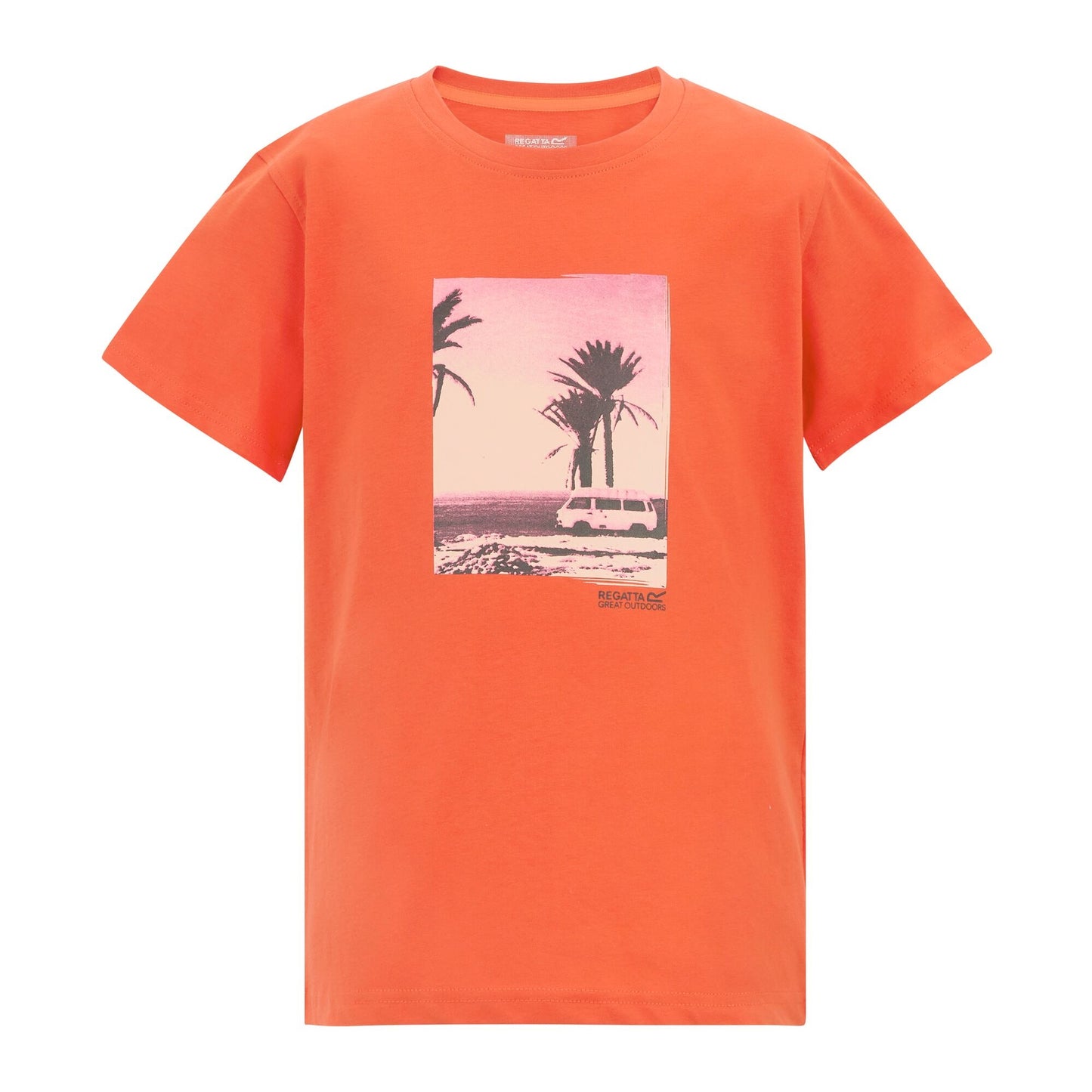 Rusty Orange - Front - Regatta Childrens-Kids Bosley Palm Tree T-Shirt