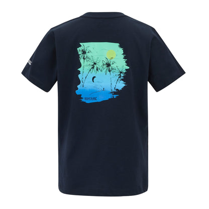 Navy - Back - Regatta Childrens-Kids Bosley Back Print T-Shirt