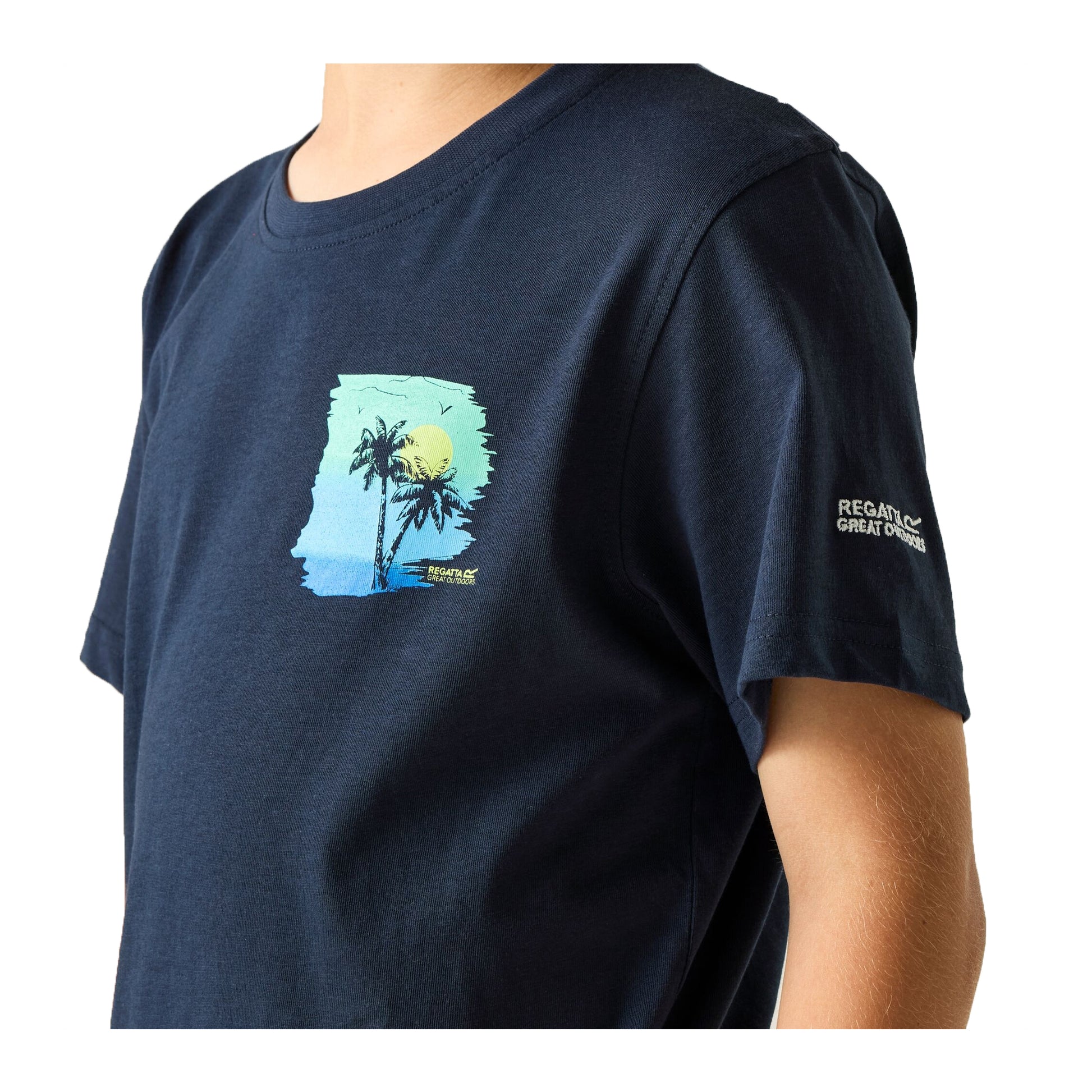 Navy - Side - Regatta Childrens-Kids Bosley Back Print T-Shirt