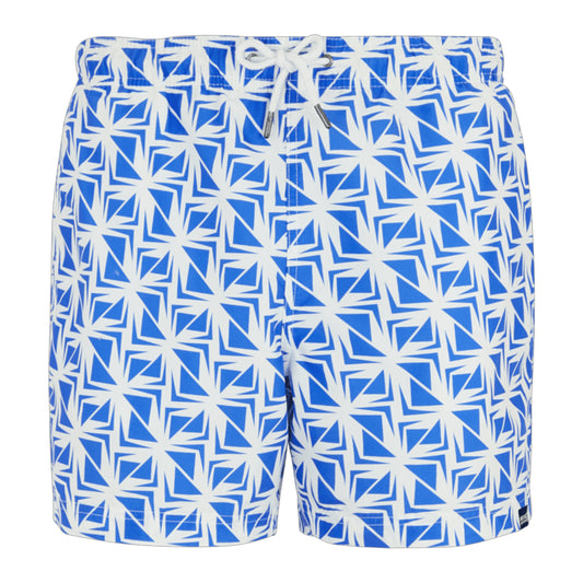 White-Sonic Blue - Front - Regatta Mens Loras Geometric Swim Shorts
