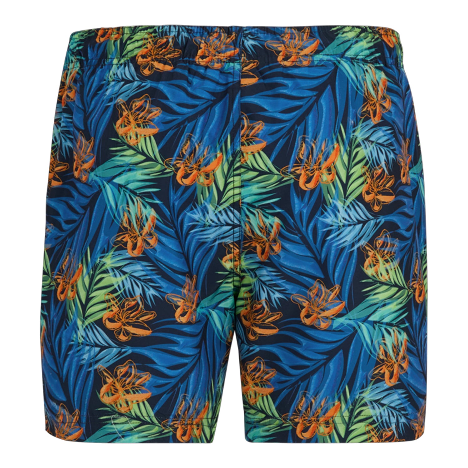 Navy - Back - Regatta Mens Loras Tropical Leaves Swim Shorts