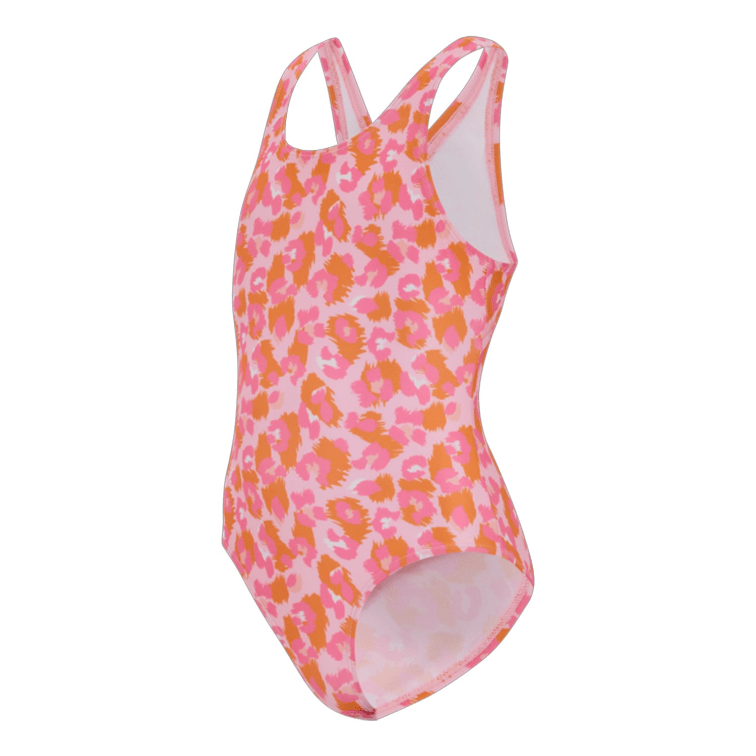Orange Peel - Side - Regatta Girls Katrisse Leopard One Piece Swimsuit