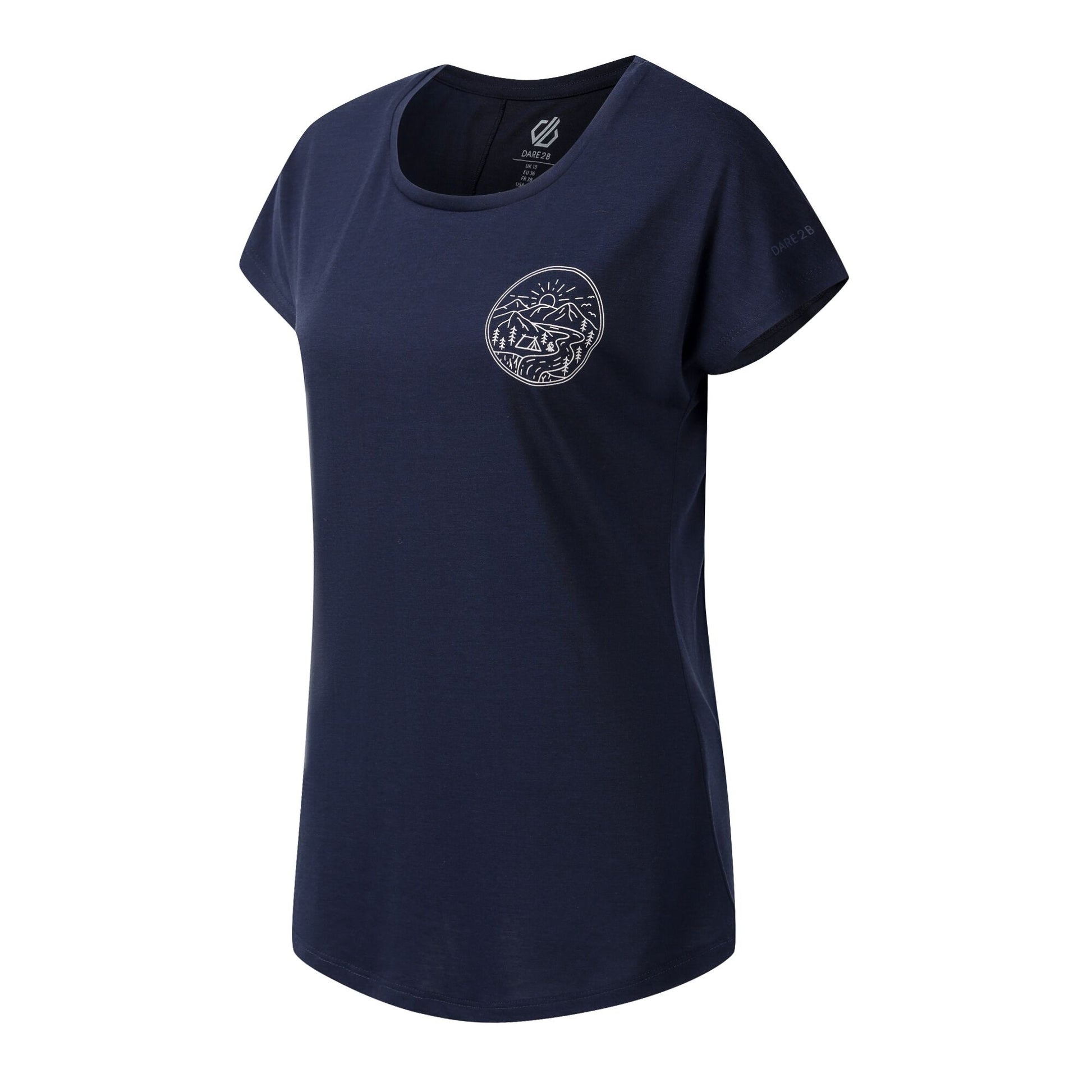 Navy - Side - Dare 2B Womens-Ladies Serenity Mountain Scene T-Shirt