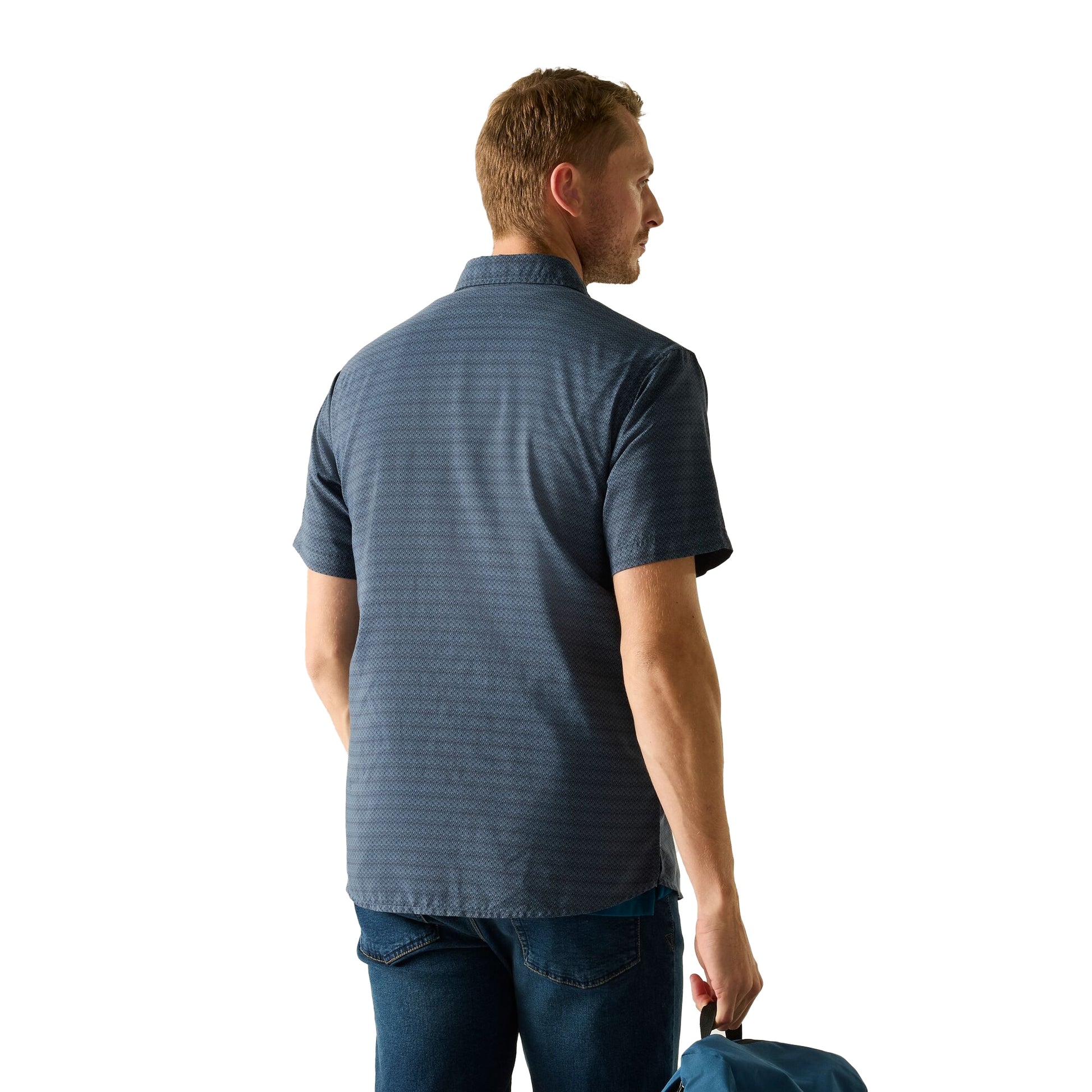 China Blue - Pack Shot - Regatta Mens Mindano Triangle Short-Sleeved Shirt