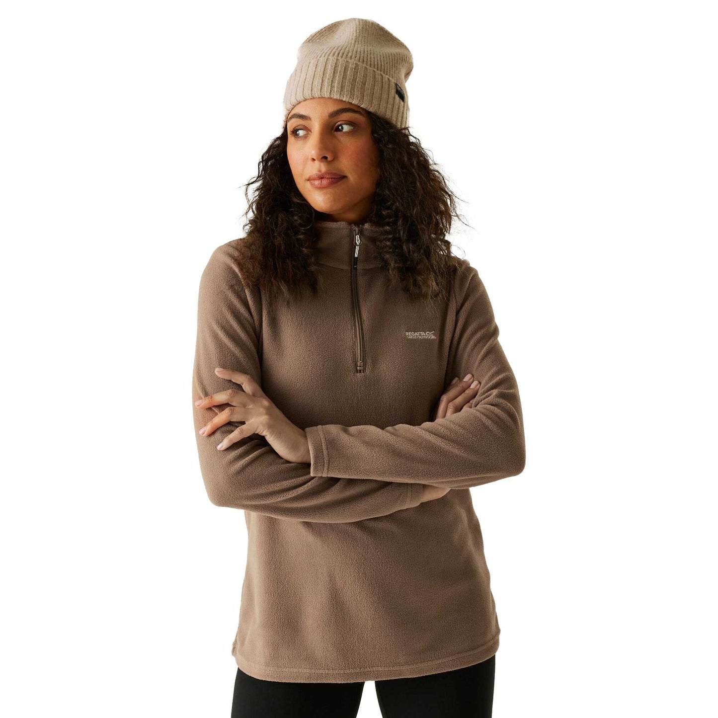 Mocha - Lifestyle - Regatta Great Outdoors Womens-Ladies Sweetheart 1-4 Zip Fleece Top
