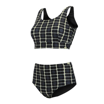 Monochrome - Side - Regatta Womens-Ladies Orla Kiely Poppy Reversible Bikini Set
