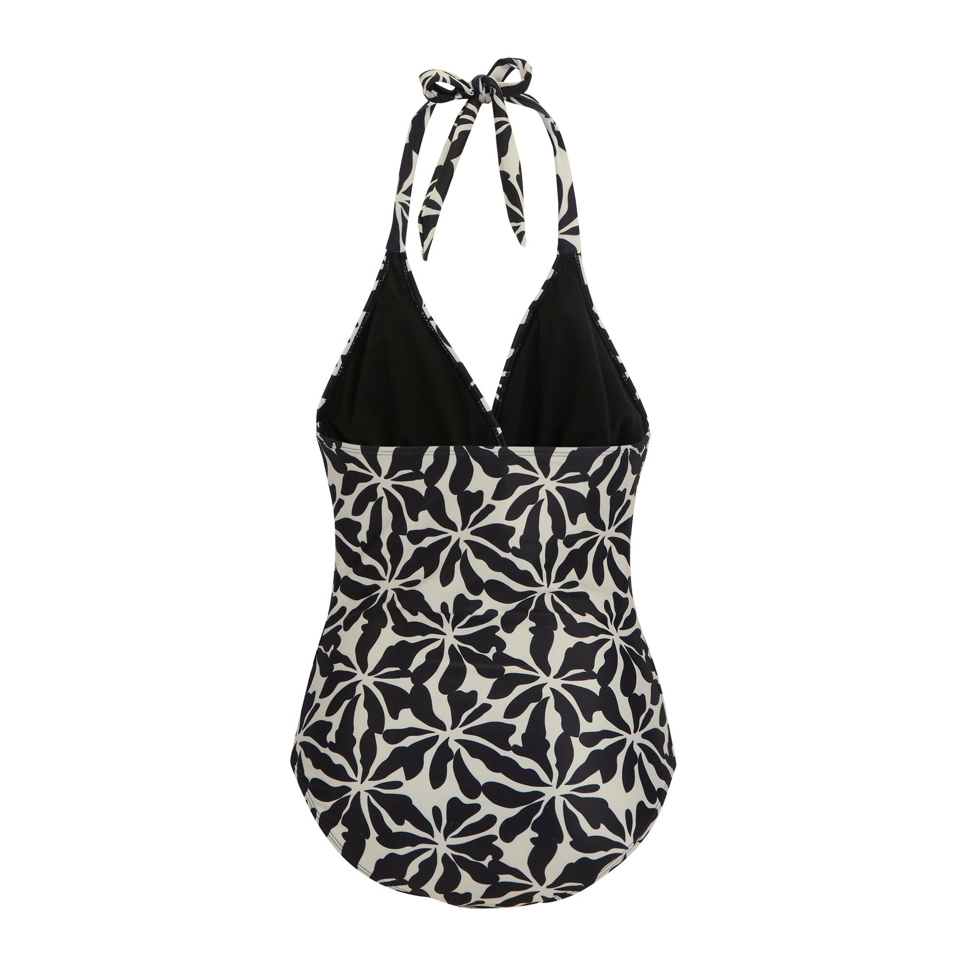 Beige - Back - Regatta Womens-Ladies Flavia II Abstract Floral One Piece Swimsuit