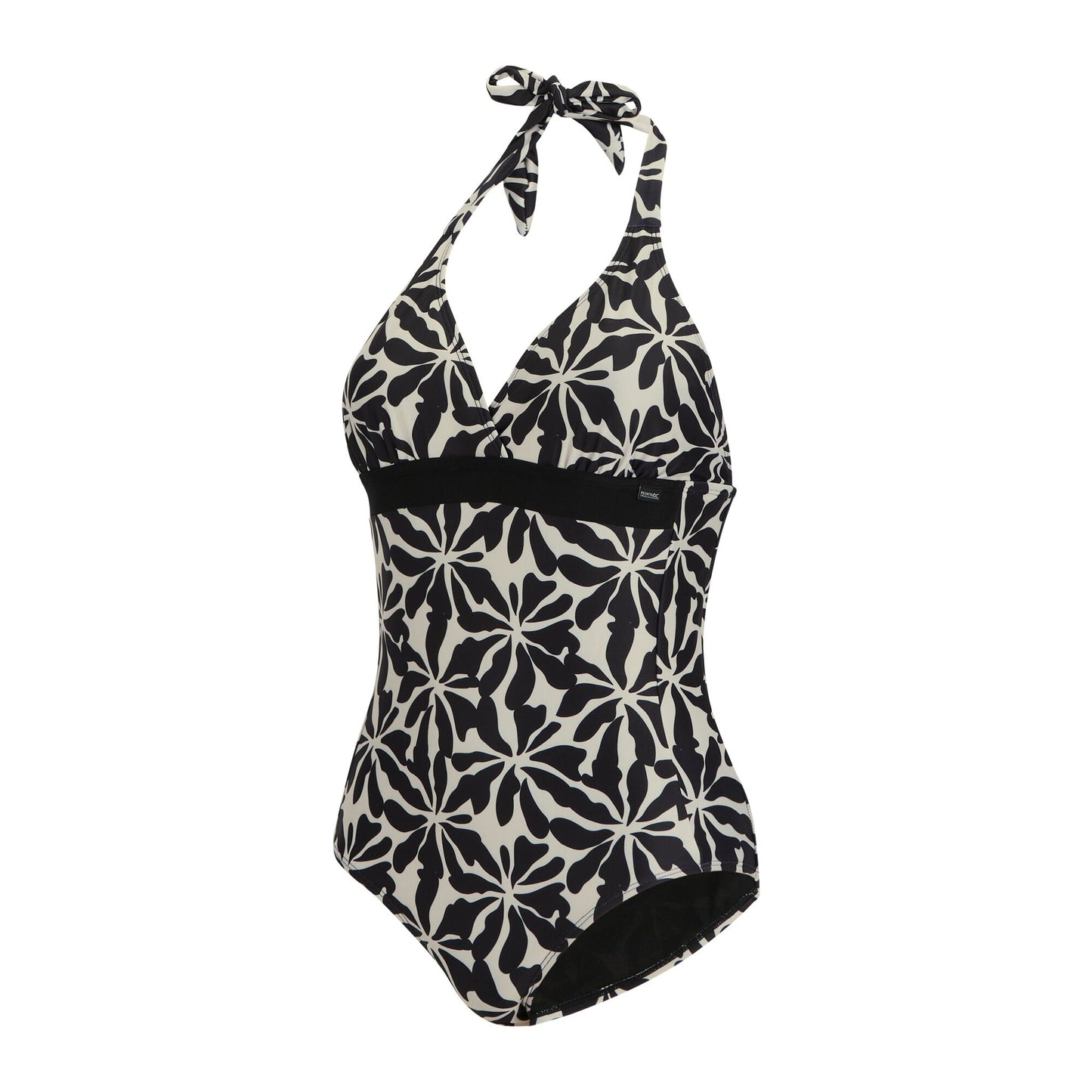 Beige - Side - Regatta Womens-Ladies Flavia II Abstract Floral One Piece Swimsuit