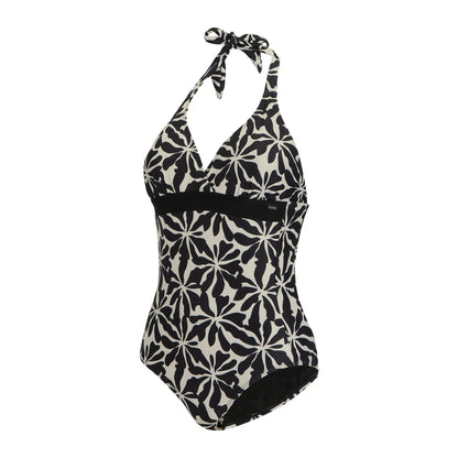 Beige - Side - Regatta Womens-Ladies Flavia II Abstract Floral One Piece Swimsuit