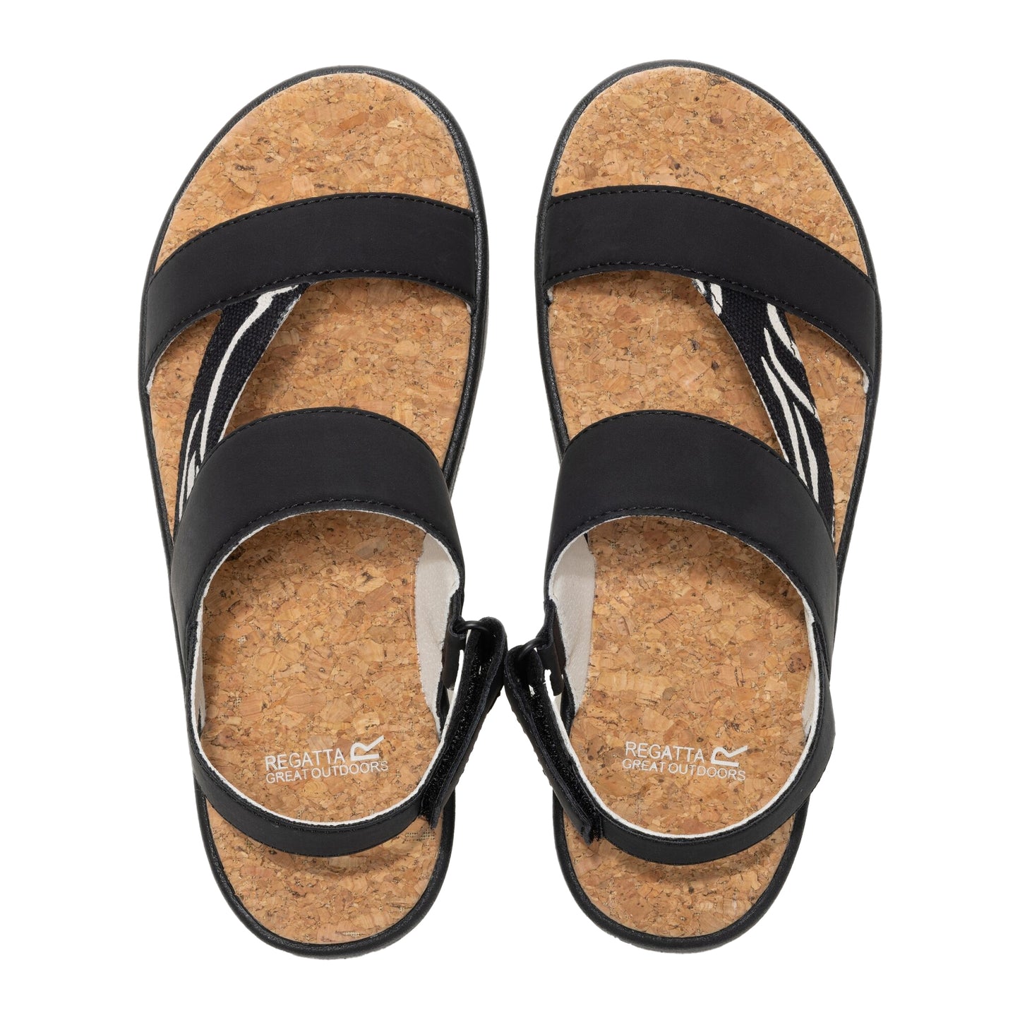 Black - Pack Shot - Regatta Womens-Ladies Rylie Zebra Print Sandals