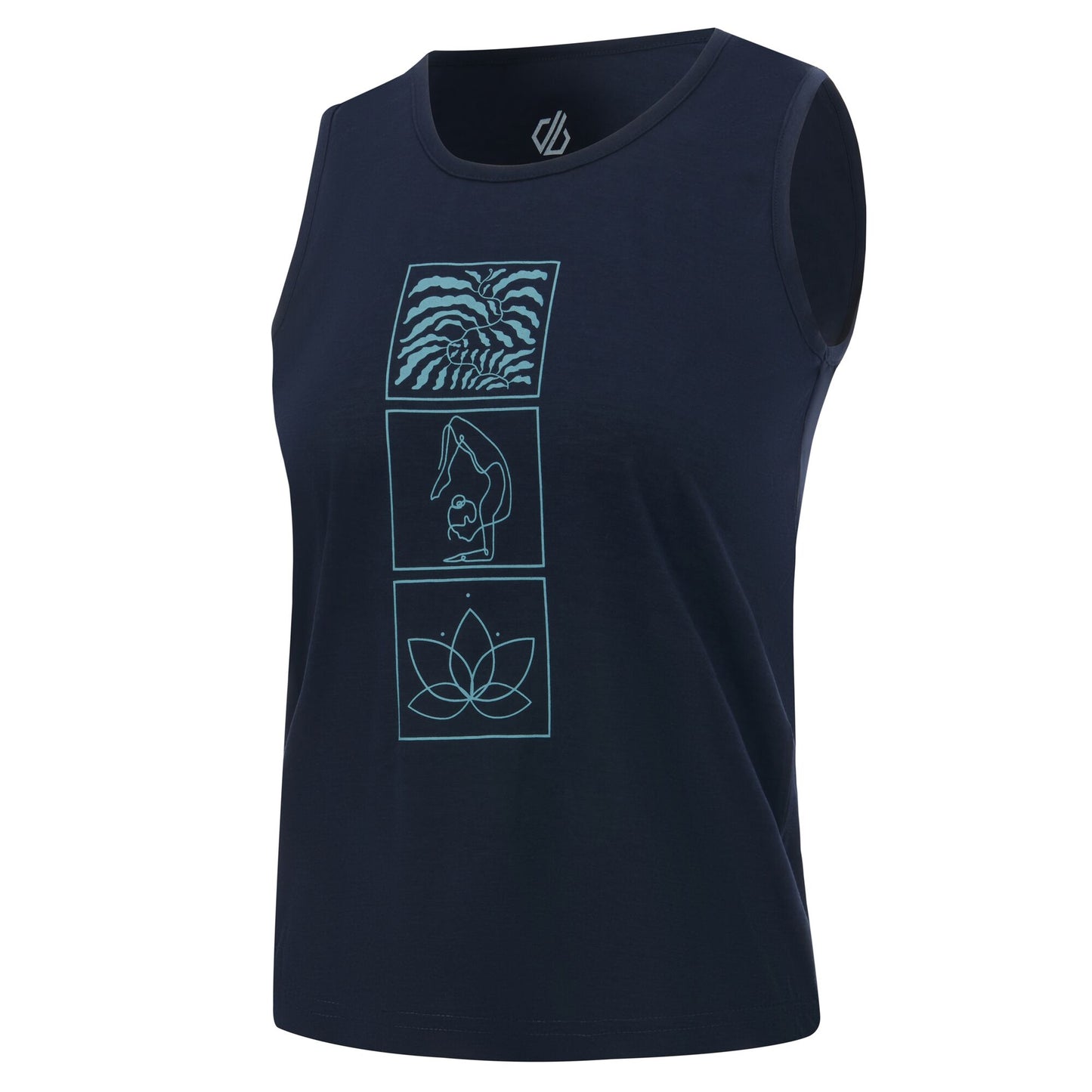 Navy - Side - Dare 2B Womens-Ladies Harmonic Mandala Lotus Bamboo Vest Top