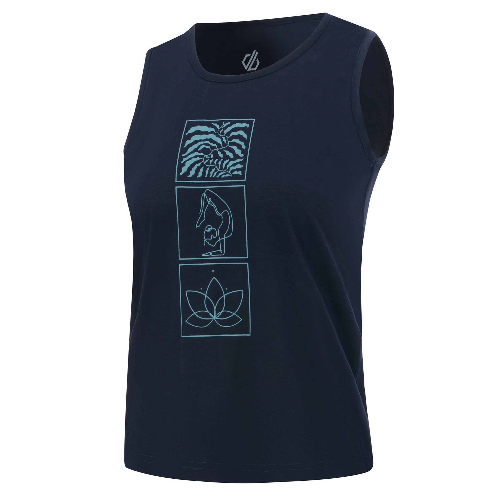Navy - Side - Dare 2B Womens-Ladies Harmonic Mandala Lotus Bamboo Vest Top