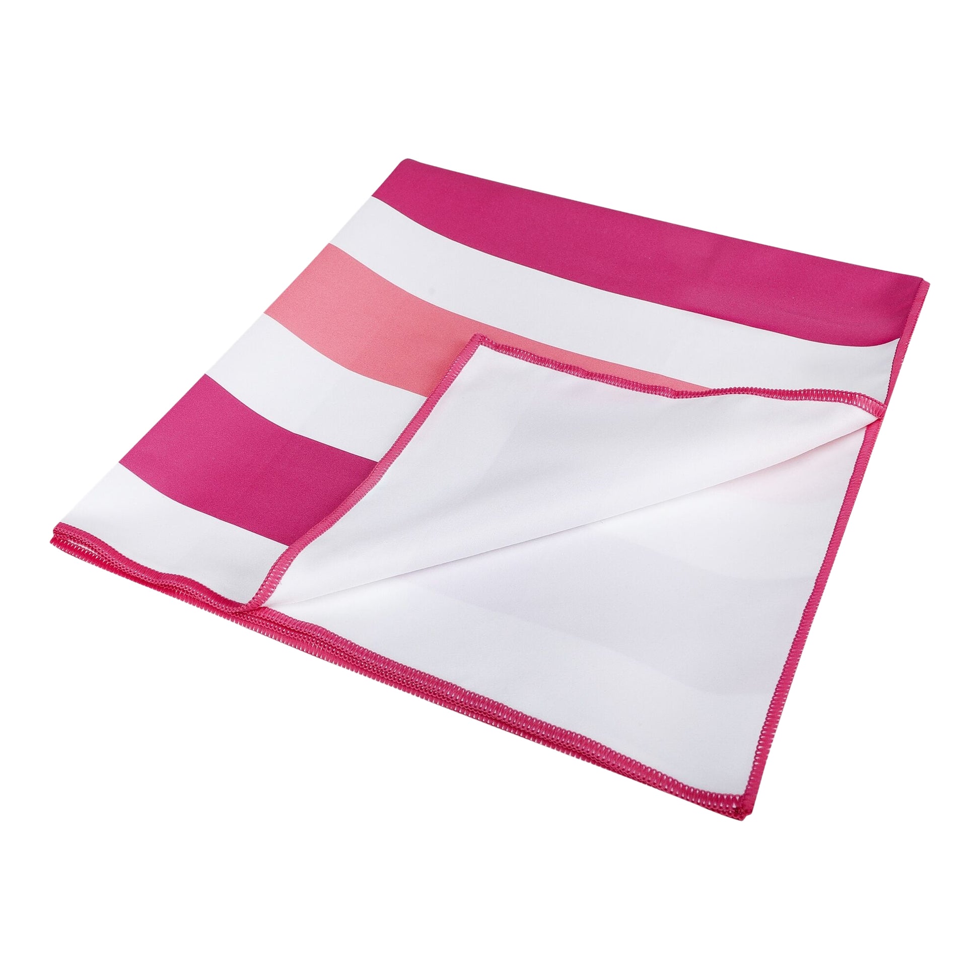 Rose Violet-Pink Lemonade - Side - Regatta Stripe Microfibre Beach Towel