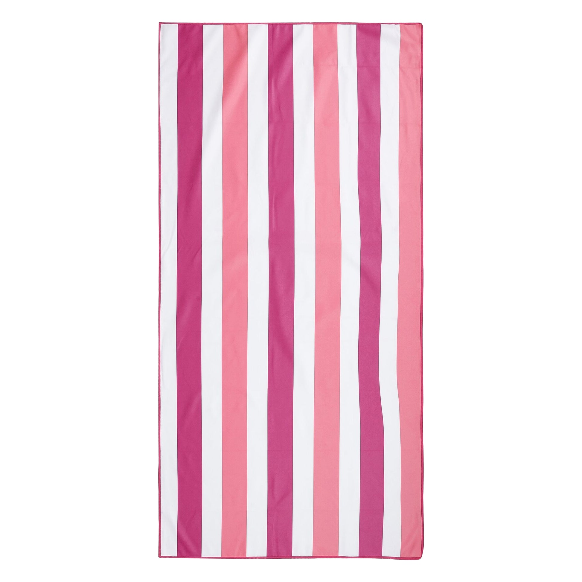 Rose Violet-Pink Lemonade - Front - Regatta Stripe Microfibre Beach Towel