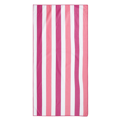 Rose Violet-Pink Lemonade - Front - Regatta Stripe Microfibre Beach Towel