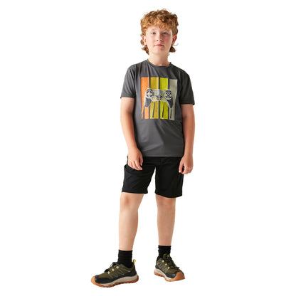 Black - Pack Shot - Dare 2B Childrens-Kids Reprise III Multi Pocket Shorts