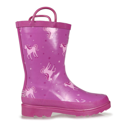 Unicorn-Red Ochre - Side - Regatta Great Outdoors Childrens-Kids Minnow Patterned Wellington Boots