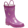 Unicorn-Red Ochre - Back - Regatta Great Outdoors Childrens-Kids Minnow Patterned Wellington Boots