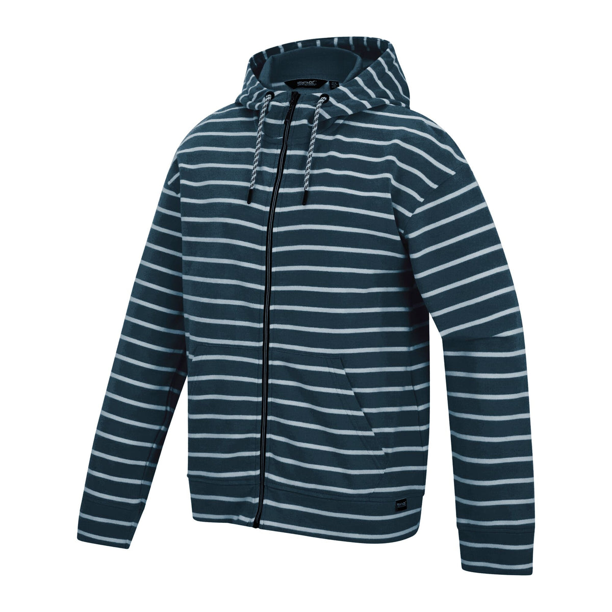 Navy-White - Side - Regatta Womens-Ladies Bayletta Striped Full Zip Hoodie