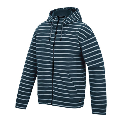 Navy-White - Side - Regatta Womens-Ladies Bayletta Striped Full Zip Hoodie