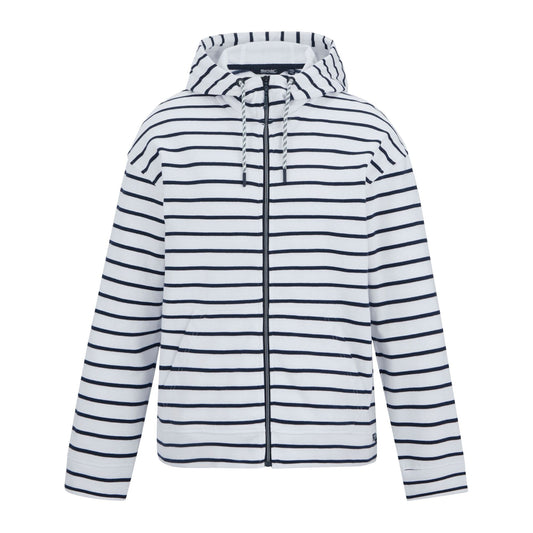 White-Navy - Front - Regatta Womens-Ladies Bayletta Striped Full Zip Hoodie