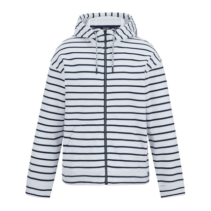 White-Navy - Front - Regatta Womens-Ladies Bayletta Striped Full Zip Hoodie