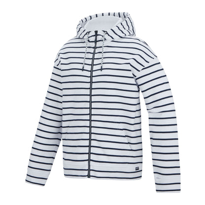 White-Navy - Side - Regatta Womens-Ladies Bayletta Striped Full Zip Hoodie