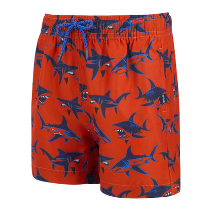 Rusty Orange - Side - Regatta Boys Skander Shark Swim Shorts