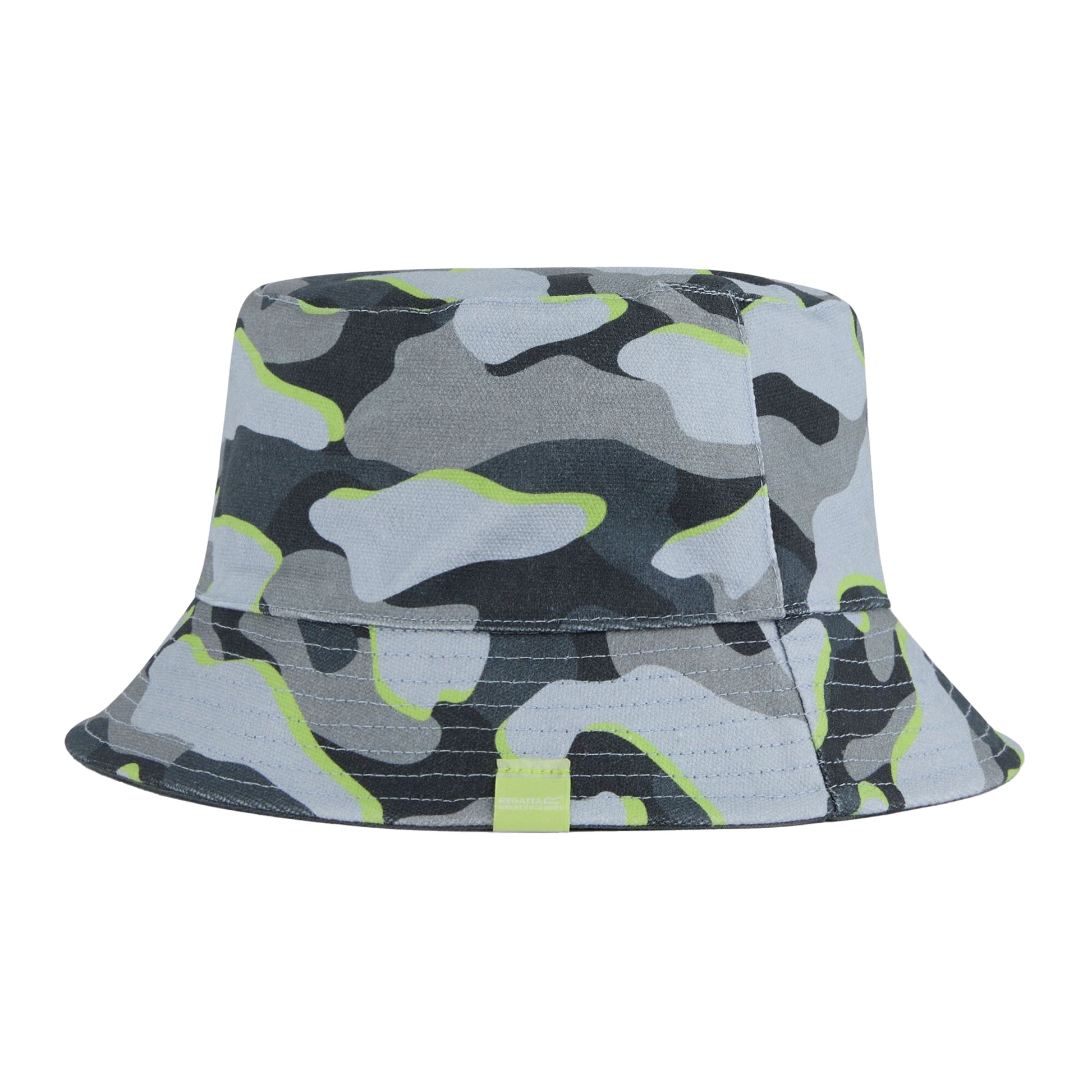Camo Green-Dark Storm - Side - Regatta Childrens-Kids Camo Reversible Bucket Hat