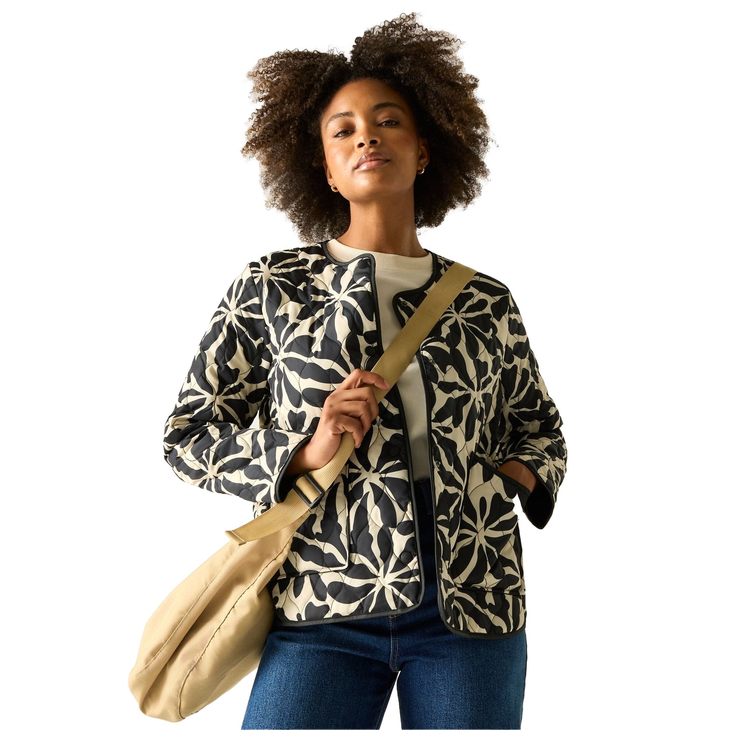 Beige - Lifestyle - Regatta Womens-Ladies Mira Abstract Floral Padded Jacket