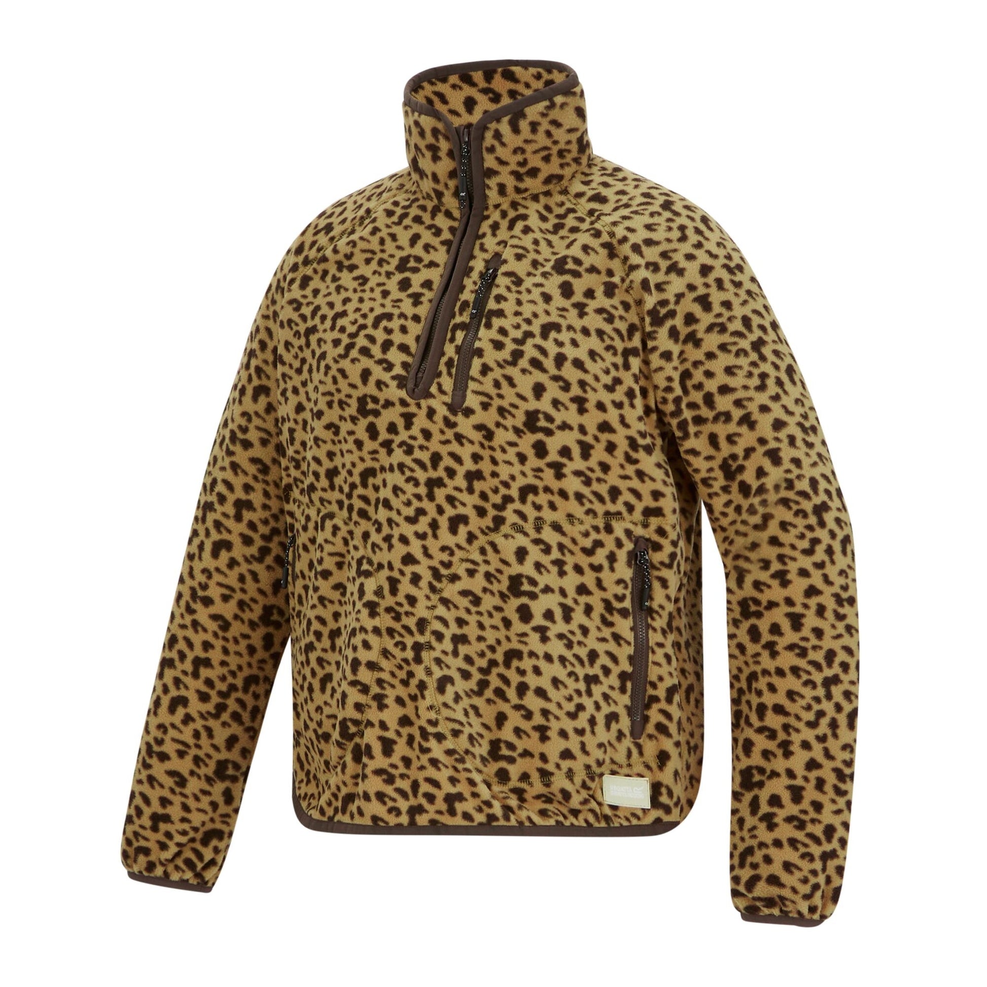 Leopard - Side - Regatta Womens-Ladies Frankie Leopard Print Half Zip Fleece Top
