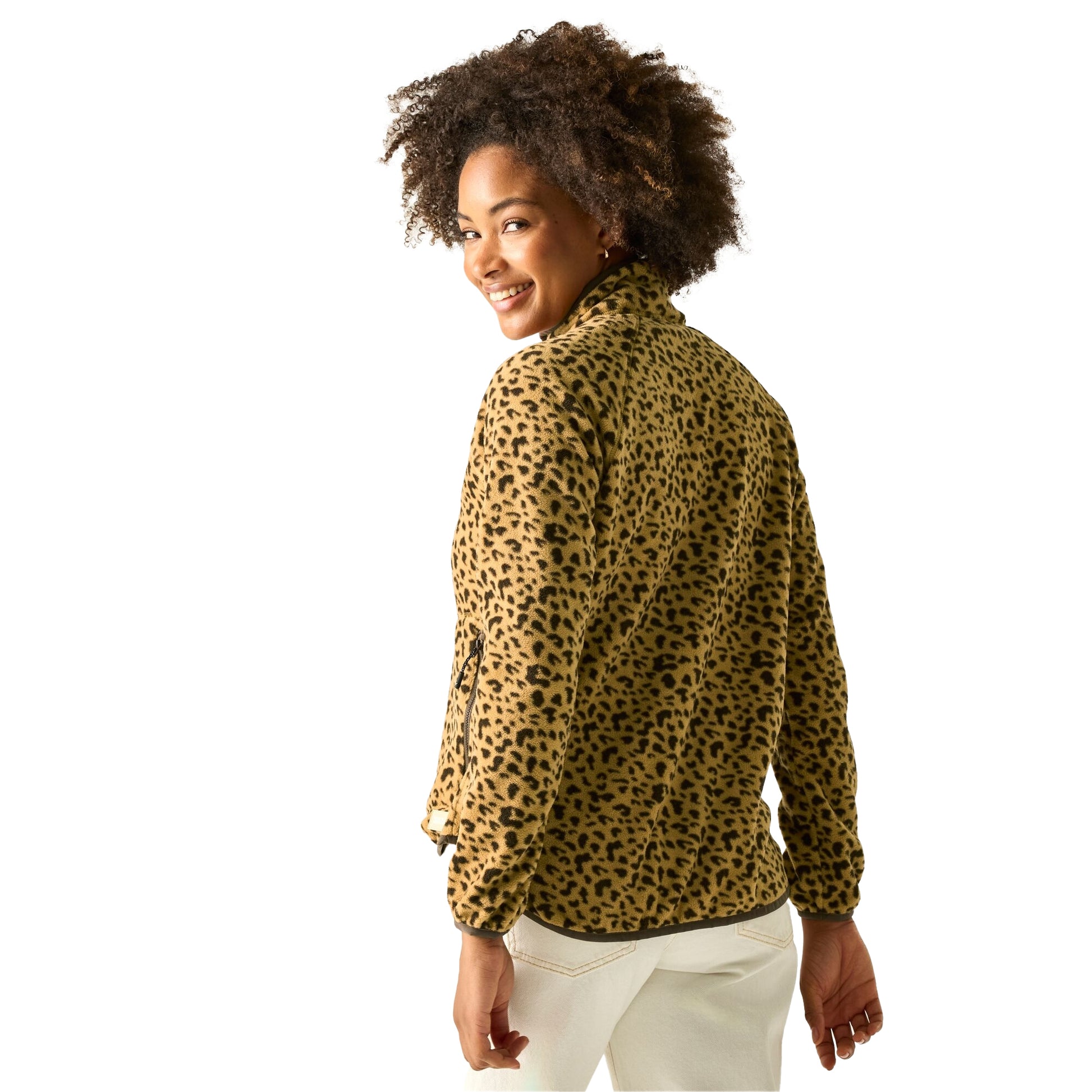 Leopard - Pack Shot - Regatta Womens-Ladies Frankie Leopard Print Half Zip Fleece Top
