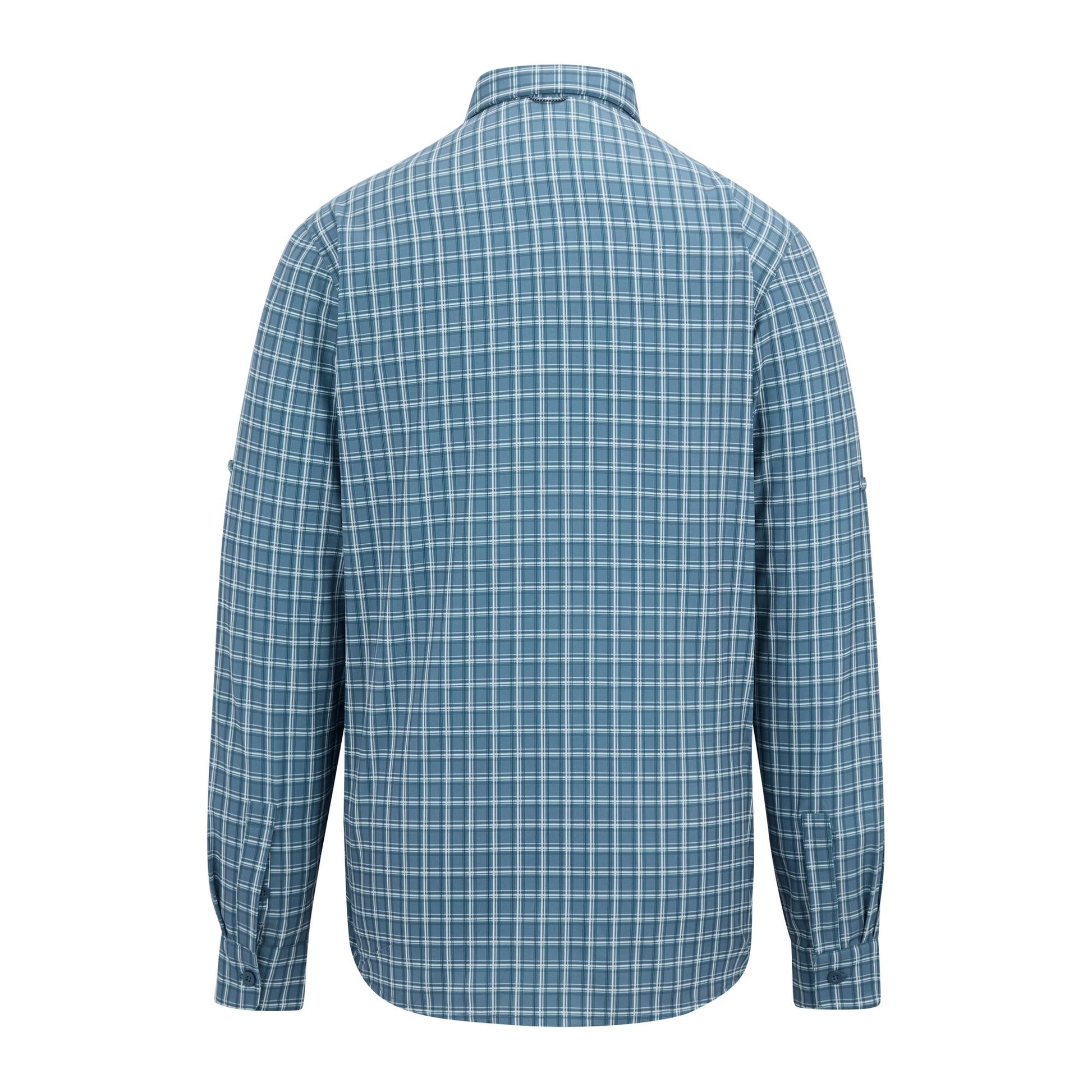 China Blue - Back - Regatta Mens Checked Insect Repellent Travel Shirt
