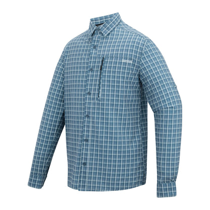China Blue - Side - Regatta Mens Checked Insect Repellent Travel Shirt