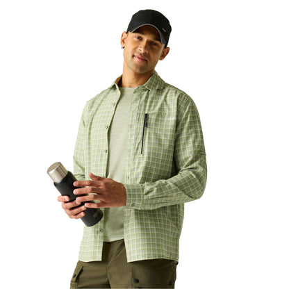 Light Sage - Lifestyle - Regatta Mens Checked Insect Repellent Travel Shirt