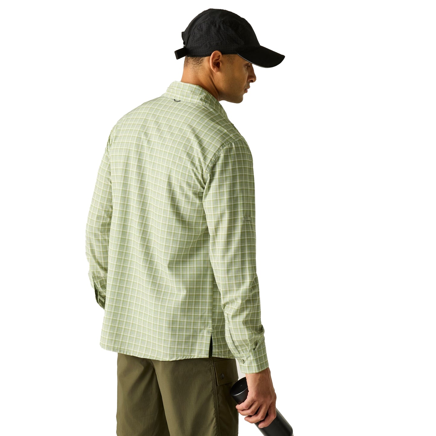 Light Sage - Pack Shot - Regatta Mens Checked Insect Repellent Travel Shirt
