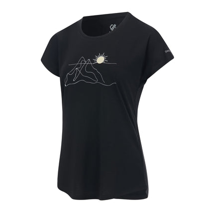 Black - Side - Dare 2B Womens-Ladies Serenity Linear Mountain T-Shirt