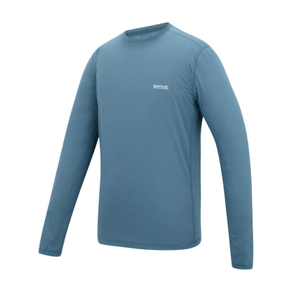 China Blue - Side - Regatta Mens Mindo Logo Long-Sleeved T-Shirt