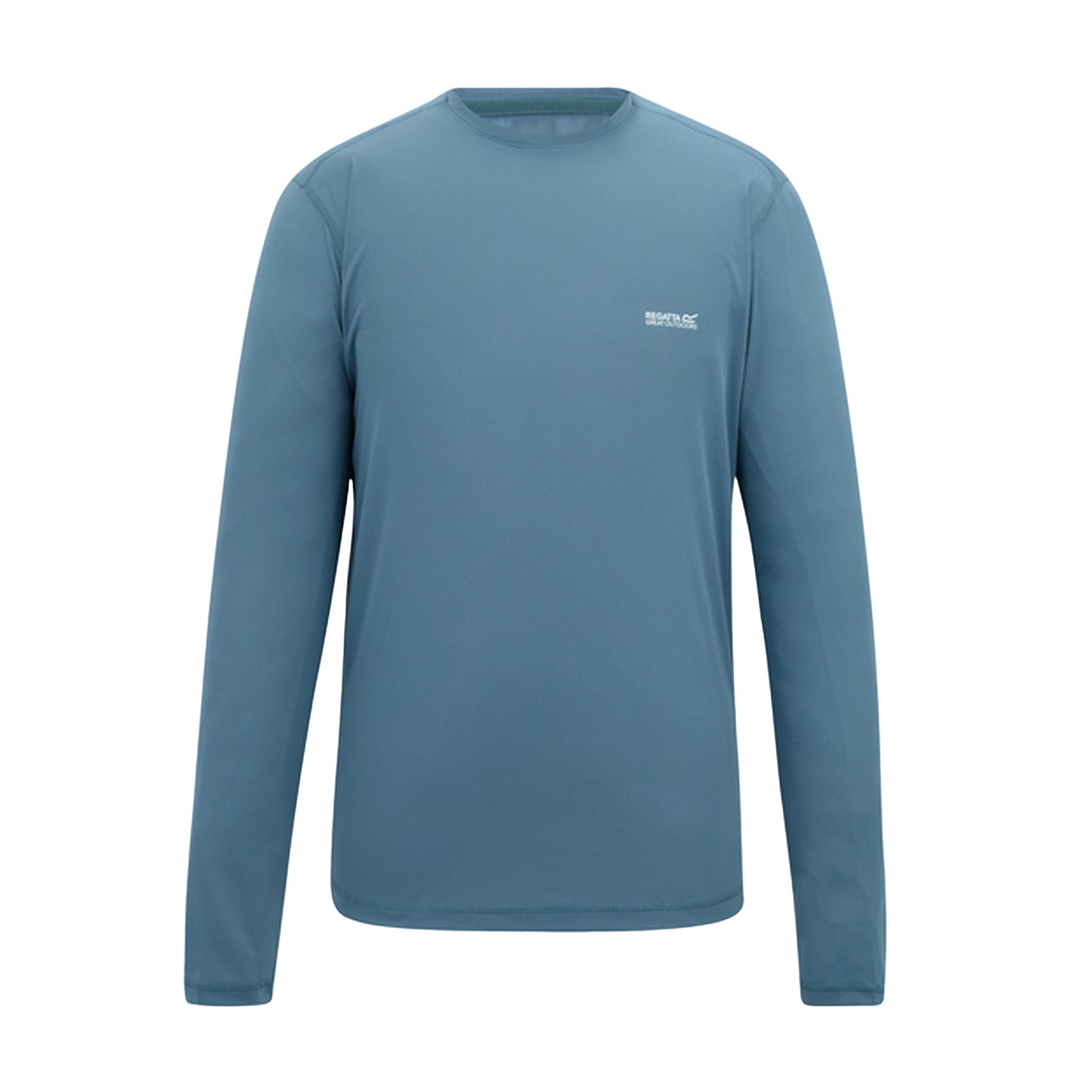 China Blue - Front - Regatta Mens Mindo Logo Long-Sleeved T-Shirt