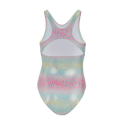 Ombre - Back - Regatta Girls Katrisse Zebra Print Metallic One Piece Swimsuit