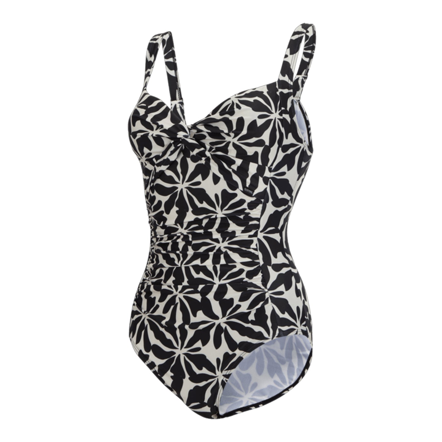 Beige - Side - Regatta Womens-Ladies Sakari Abstract Floral Tummy Control One Piece Swimsuit