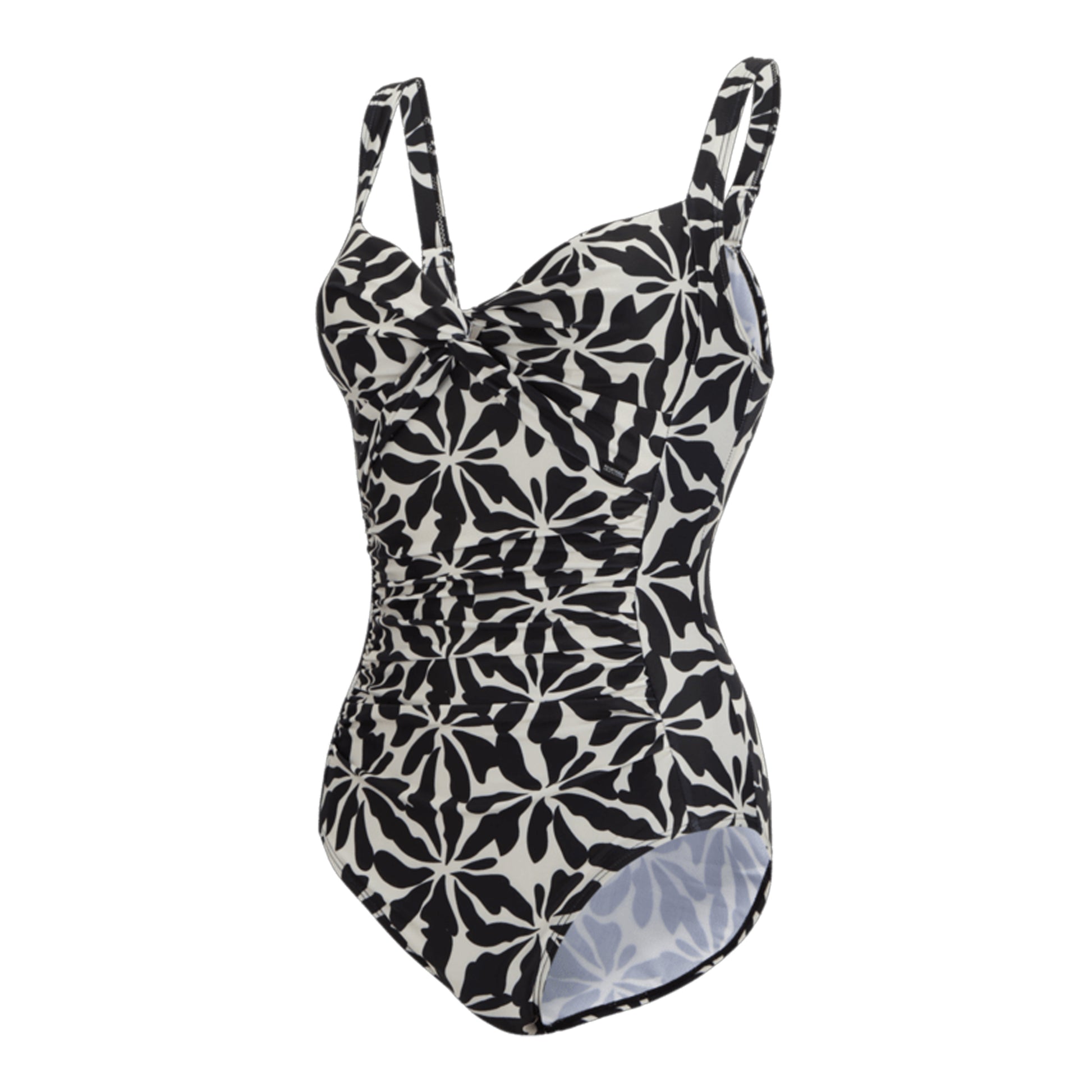 Beige - Side - Regatta Womens-Ladies Sakari Abstract Floral Tummy Control One Piece Swimsuit